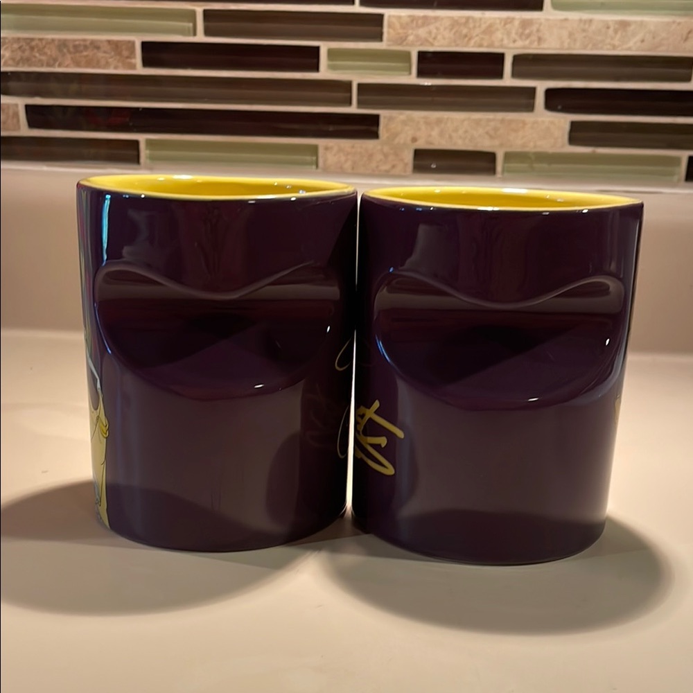 DISNEY UEC Beauty and the Beast Purple Mugs Set Belle Heart Purple Gold - Picture 9 of 9